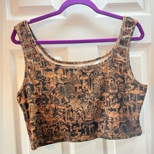 Shein brown mushroom print crop top